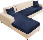 NAISI Sectional Diivan Cover Velvet Eraldi diivanipadjad L kuju pehme Stretch diivanikatted koos 2 padjakattega vasakule/paremale Chaise Longue'le (3 istekohta + 1 Chaise, merev&auml;gi)
