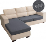 Wasserabweisende, L-f&ouml;rmige Couchbez&uuml;ge, 3 St&uuml;ck, Sofasitzkissen-Schonbez&uuml;ge, Stretch, separater Bezug f&uuml;r Chaiselongue, links und rechts, f&uuml;r Kinder, Haustiere (3-Sitzer + Chaisel&eacute;, Grau)