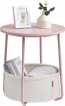 VASAGLE K&otilde;rvallaud V&auml;ike &ouml;&ouml;kapp koos riidest korviga Moodne &ouml;&ouml;kapp &Uuml;mmargune k&uuml;ljelaud elutuppa magamistuppa Jelly Pink ja Cream White ULET223R61