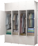 MAGIC SELECT riidekapp, modulaarne riiul, modulaarne riiete korraldaja garderoobikapp koju, hoiukapp magamistuppa, 20 moodulit, 4 renni, 175 x 140 cm, valge