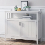 RASOO Sideboard Cabinet K&ouml;&ouml;k Buffet Storage S&ouml;&ouml;gilaud Buffet laud 2 uksega ja reguleeritavad riiulid avatud riiulitega magamistoa s&ouml;&ouml;gituppa (pruun) (valge)