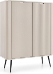 Lomadox Highboard Sideboard kapp 2 sahtlit Cashmere Beež soonedisainiga Metalljalad 103 x 129 x 39 cm Mustanahaline