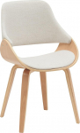 CLP Vangale polsterdatud s&ouml;&ouml;gitoatool seljatoega disaintool Bentwood Frame Modern Shell tool elutuppa V&auml;rv: Natural / Cream Materjal: Kangas