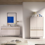 Lomadox 2-osaline elutoa m&ouml;&ouml;blikomplekt Matt Cashmere koos Oak Groove Look Sideboard & Highboard Modern