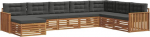 Outdoor-Sofa-Set aus Akazienholz, Modulare Gartenm&ouml;bel-Garnitur f&uuml;r Terrasse und Garten, Lounge-Set mit Polstern in Anthrazit, wetterfeste Oberfl&auml;che, 8-teilig
