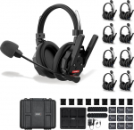 SYNCO XTALK XMax juhtmevabad intercom k&otilde;rvaklapid kahe k&otilde;rvaga, ulatus 500 m, aku 24 tundi meeskondade suhtlemiseks &uuml;ritustel, tele- ja filmiproduktsioonides 9 Pack