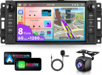 8 Core 6G + 128G VECHTEL 7-tolline autoraadio Jeep/Chevrolet/Chrysler/Dodge, 1280 x 720P HD IPS puuteekraaniga autoraadio DSP Carplay Android auto GPS Wi-Fi Bluetooth FM RDS raadio tagurduskaameraga
