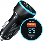 MMOBIEL autolaadija Dual USB sigaretis&uuml;&uuml;taja adapter, mis &uuml;hildub iPhone 16/15 / 14/13 / 12/11 / iPad / Samsung Galaxy S24 / S23 / S22 / S21 - autolaadija - USB C/USB A