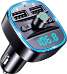 Mohard Bluetooth FM saatja, auto Bluetooth adapter autoraadio, autolaadija AV sisendadapter koos k&auml;ed-vabad k&otilde;nedega, 2 USB pesa (5V/2.4A & 1A), USB pulk & TF kaart, kaabli adapter