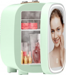 DF01A Mini Cosmetic Fridge, 4L Mini Fridge with 3-Level LED Mirror, Low Noise, Small Skin Care Fridge with Cooling and Heating Function, Portable Design for Bedroom, Office and Car