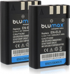 Blumax - 2 akut, mis &uuml;hilduvad Nikon EN-EL9/EN-EL9e/EN-EL9a akudega 1000 mAh - Nikon D40/D40X/D60/D3000/D5000