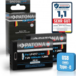 PATONA Platinum LP-E17 USB akud (2 x 1000 mAh) otsese USB sisendiga - &uuml;hildub Canon EOS RP R10 R100 77D 200D 250D 750D 760D 800D M3 M5 M6 Mark II Kiss X8i X9 Rebel SL2 SL3 T6i LPE. 17 LP LP EE17 EU