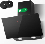 TopStrong pliidikupu 60 cm, A+++ v&auml;ljat&otilde;mbekupu 400 m&sup3;/h, seinakupu koos aktiivs&ouml;e filtriga, vaikse pea kapuuts LED-valgustusega, 3 taset + Booster puuteekraan, mustast klaasist