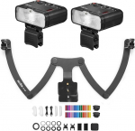 Godox MF12-K2 makro v&auml;lk + MF-DB v&auml;lklambi kinnitus 2.4G juhtmevaba TTL M režiim koos v&auml;rvifiltri, k&uuml;lmkinga, v&auml;lklambi statiiviga portree-, makro- ja hambaravifotograafia jaoks Nikon/Sony/Canon kaameratele.