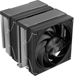 SAMA A60E Premium Dual Tower CPU &otilde;hujahuti mustas v&auml;rvitoonis - Kaks 120mm ringjuhtseadmega ventilaatorit | 6 soojusjuhtmeid, 265W TDP | Intel LGA 115X/1200/1700/1851 ja AM4/AM5 | Mustaks pestud metallist &uuml;lemine paneel