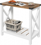 Hadulcet Farmhouse k&uuml;ljelaud riiuliga, kitsas &ouml;&ouml;kapp v&auml;ikesesse ruumi, kitsas k&uuml;ljelaud, rustikaalne X disainiga &ouml;&ouml;kapp elutuppa, magamistuppa, valge ja pruun