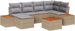 Rantry 7-teiliges Garten Sofa Set mit Kissen Beige Poly Rattan Akazie Gartenlounge Model3348126