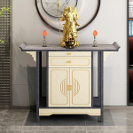 Wei&szlig;er Altartisch mit Aufbewahrungsschrank, Meditationsschrein & Puja-Tisch, ausziehbares Aufbewahrungsbrett, 120 x 98 cm f&uuml;r H&auml;user, Tempel & Ahnenhallen