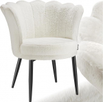 tectake&reg; Cuddly Armchair, Modern Armchair, Shell Chair, Living Room Chairs, Dining Room Chair, Kitchen Chair, Cocktail Chair, Bedroom, Living Room, Dining Room Chairs - Faux Fur, Cream/Black