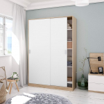 Dmora - Waterbury Wardrobe with 2 Doors, Bedroom Wardrobe with 4 Shelves and Clothes Rail, 120 x 50 x 200 cm, Oak and White