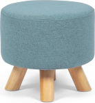 Asense v&auml;ike &uuml;mmargune Ottomani jalatugi kangast polsterdatud istmega jalatugi libisemisvastaste puidust jalgadega (helesinine, kangas)