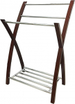 ASPECT Freestanding Towel Rail with Bottom Shelf Wood Chrome Mahogany 54 x 41 x 80 cm
