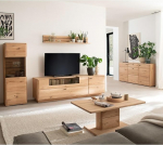 Wohnm&ouml;bel Set Living Wall Unit in Solid Oiled Oak 5 Pieces 1 Highboard, 1 Wall Board, 1 Lowboard, 1 Sideboard, 1 Coffee Table