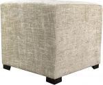 MJL Furniture Designs Merton Collection Modern Cube Footrest 4 Button Ottoman Fabric Upholstered Atlas Series Sterling