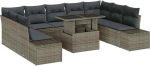 Rantry 10-teiliges Garten-Sofa-Set mit Kissen Grau Poly Rattan Gartenlounge Model3357982