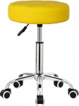 KKTONER Rolling Stool, baarijalats, kontorijalats, reguleeritava k&otilde;rgusega, p&ouml;&ouml;ratav, kunstnahast, kollane