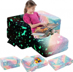 Yosamy laste diivan, kokkupandav diivanvoodi, eemaldatav ja pestav, mini m&auml;ngusohva lastetuppa, laste tugitool, roosa, 69 x 49 x 33 cm