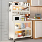 NUODWELL 5-astmeline k&ouml;&ouml;gikapp, rulliv k&ouml;&ouml;giriiul l&auml;bikumavate hingedega ustega, mikrolaineahju stend koos riputusplaadi tarvikutega, panipaigakapp s&ouml;&ouml;gituppa, elutuppa (valge)