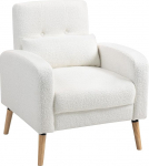 HOMCOM Lounge Chair koos pehmendusega, polsterdatud polsterdatud tool puidust jalgadega, fliisist kangas, l&otilde;&otilde;gastav tool, &uuml;hekohaline tool elutuppa, magamistuppa, valge