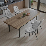 STOOLINK s&ouml;&ouml;gitoolide komplekt, 4 mikrokiunahast s&ouml;&ouml;gitooli, pehmendusega k&ouml;&ouml;gitool seljatoega, dekoratiivse tikkimisega k&auml;edeta s&ouml;&ouml;gitoolid, s&ouml;&ouml;gituppa, elutuppa, elutuppa