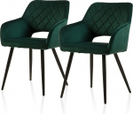 TUKAILAI S&ouml;&ouml;gitoa toolid komplekt 2 sametist k&ouml;&ouml;gitooli Polsterdatud toolid avatud seljatoega, k&auml;etoed, polsterdatud iste, metallist jalad, rohelised toolid elutuppa, s&ouml;&ouml;gituppa, k&ouml;&ouml;ki