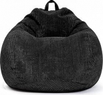 Roheline Bean Square XL siseruumide Corduroy kate 90 x 110 cm - ilma t&auml;idiseta - Bean Bag Cover, Bean Bag Cover - Cord - Pehme, pehme, vastupidav - pestav, sisekotiga - must