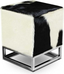 NEUERRAUM Bauhaus Small Chic Cube, ehtne nahk, k&uuml;ljetool, jalatugi, 37 x 37 cm, istme k&otilde;rgus 45 cm, ehtne lehmanahk, must ja valge