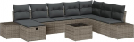 Rantry 9-teiliges Garten Sofa Set mit Kissen Grau Poly Rattan Gartenlounge Model3359438