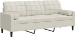 vidaXL 3-kohaline diivan koos dekoratiivsete pehmete k&auml;etugedega metallist raamiga polsterdatud diivan elutoa jaoks Lounge diivan istumis m&ouml;&ouml;bel Modern Cream Velvet