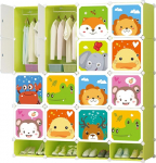 XOKOTAKI laste riidekapp, modulaarne riiul, laste riidekapp, modulaarne organiseerija, hoiuriiul koju, 20 moodulit, 157 x 140 cm
