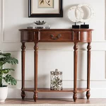 Konsoollaud, t&auml;ispuidust diivanilaud, poolpoorne sissep&auml;&auml;sulaud, seinal seisev fuajeelaud, diivanilaua taga olev laud, koridorilaud sahtlitega (pruun, 90cm)