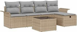 6-teiliges Garten-Sofaset mit Kissen Beige Poly Rattan, 2-Sitzer Garten-Sofa mit Stauraum & Kissen Beige Poly Rattan Gartenlounge Model3360201
