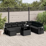Garten-Sofagarnitur Schwarz PE-Rattan Ecksofa und Mittelsofa, 62x62x69 cm, f&uuml;r Terrasse und Innenhof Model3268065