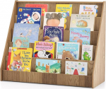 GOPLUS Kinder B&uuml;cherregal, 5-stufiges Kinderregal mit tiefen F&auml;chern, Montessori Kinderb&uuml;cherregal, Zeitungsst&auml;nder, Aufbewahrungsregal, Kinder Regal f&uuml;r Wohnzimmer, Kinderzimmer, Kindergarten (Natur)