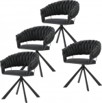 Lestarain 4 p&ouml;&ouml;rdtoolist koosnev komplekt, k&ouml;&ouml;ki toolid punutud seljatoega, polsterdatud tool, disaintool, sametkattega metallraam, tumehall