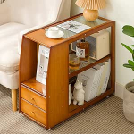 GHBXJX Puidust k&uuml;ljelaud ratastega, kohvilaud sahtli ja hoiuruumiga, v&auml;ike &ouml;&ouml;kapp, maja laud, diivanilaud, t&auml;ispuidust diivanilaud elutuppa, magamistuppa, r&otilde;dule, 70 x 30 x 60