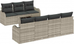 Rantry 8-teiliges Garten Sofa Set mit Kissen in Hellgrau Poly Rattan Gartenlounge Model3345612