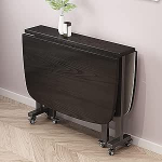 DLLIGTT Mobiilne kokkupandav s&ouml;&ouml;gilaud, multifunktsionaalne puidust laud, pikendatav k&ouml;&ouml;gilaud, reguleeritav liikuv s&ouml;&ouml;gilaud ratastega, v&auml;ikestesse ruumidesse, s&ouml;&ouml;gituppa, elutuppa (must, 100 x 60 cm)