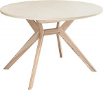 RAGABA, Biju &uuml;mmargune s&ouml;&ouml;gilaud 110 cm s&ouml;&ouml;gilaud 6 inimesele Massiivne saarepuit ja MDF-plaat Ruumis&auml;&auml;stlik laiendatav kriidivalge