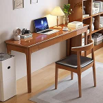 Moderner Schreibtisch aus Massivholz mit Schubladen, stilvoller B&uuml;ro-Computer-Arbeitsplatz, einfache Make-up-Station, braune Oberfl&auml;che, ideal f&uuml;r Zuhause und Arbeitszimmer.